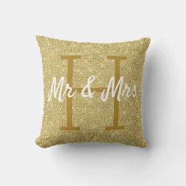 Monogram Cushion guld Mönster Kudde