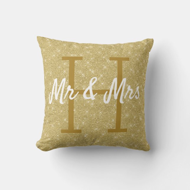 Monogram Cushion guld Mönster Kudde (Framsida)