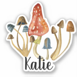 Monogram Cute Artsy Trendig Mushroom - Add Namn St Klistermärken