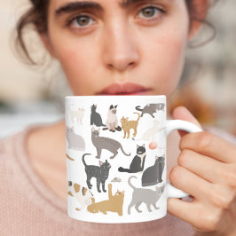 Monogram Cute Cat Mamma eller Pappa Personlig Cute Kaffemugg