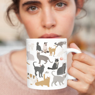 Monogram Cute Cat Mamma eller Pappa Personlig Cute Kaffemugg