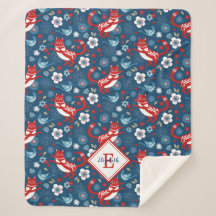 Monogram Cute Cat Mönster Sherpa Blanket