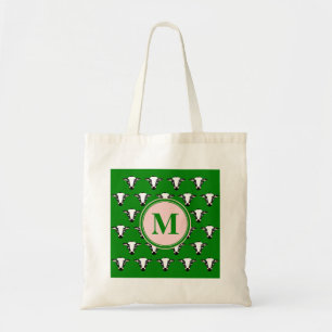 Monogram Cute Cow Ansikte Mönster Tygkasse
