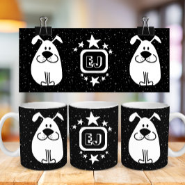 Monogram Cute Doodle-Hund med stjärnor Kaffemugg