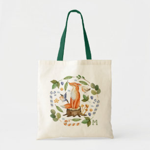Monogram Cute Fox Vattentärsfärgade julgranar Helg Tygkasse