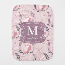Monogram Cute Foxes Rosa Modern Adsible Girly