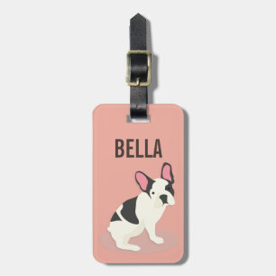 Monogram.Cute Fransk Bulldog. Bagagebricka