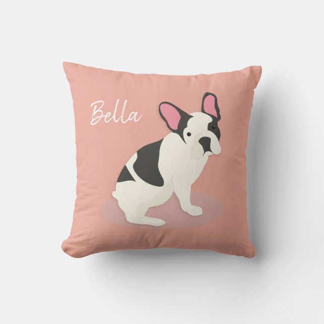 Monogram.Cute Fransk Bulldog. Kudde (Framsida)