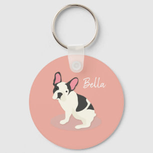 Monogram. Cute Fransk Bulldog. Nyckelring