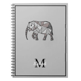 Monogram cute Graphics Elephant Personlig Black Anteckningsbok