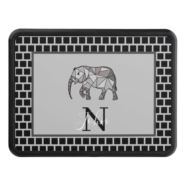 Monogram cute Graphics Elephant Personlig Black Dragkroksskydd (Framsidan)