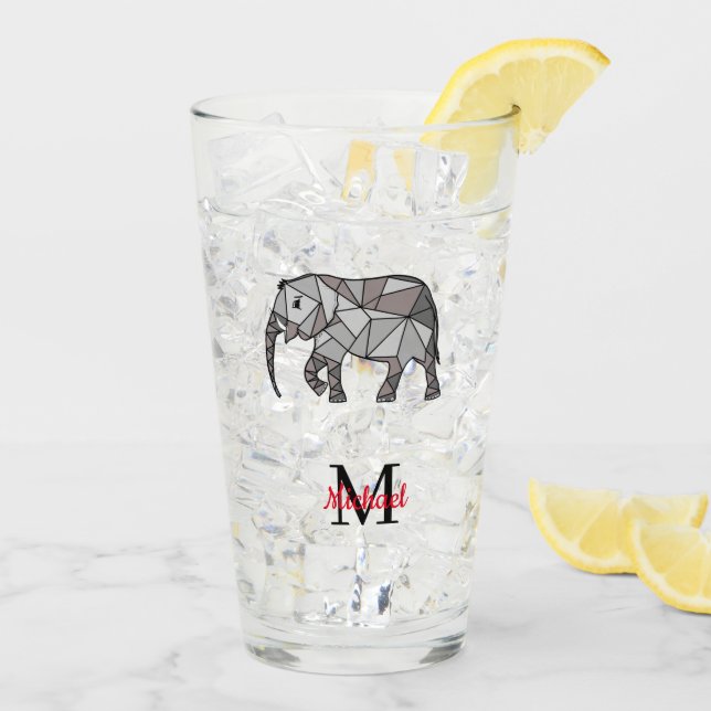 Monogram cute Graphics Elephant Personlig Black Glaskopp (Bakside Is)
