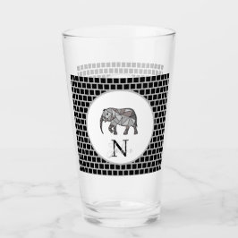 Monogram cute Graphics Elephant Personlig Black Glaskopp