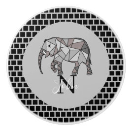 Monogram cute Graphics Elephant Personlig Black Knopp