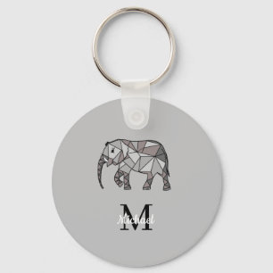 Monogram cute Graphics Elephant Personlig Black Nyckelring