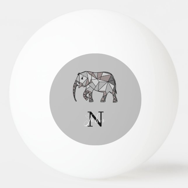 Monogram cute Graphics Elephant Personlig Black Pingisboll (Baksidan)