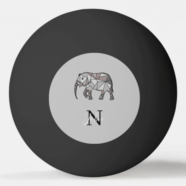 Monogram cute Graphics Elephant Personlig Black Pingisboll (Baksidan)