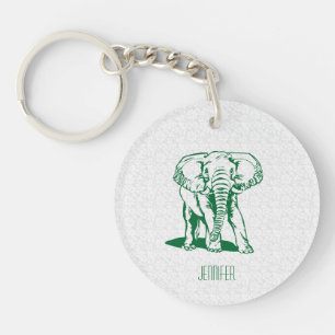 Monogram Cute Hunter Grönt Elephant Line Teckning