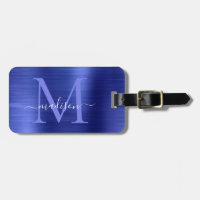 Monogram Cute i marint blått Metall Girly-skript