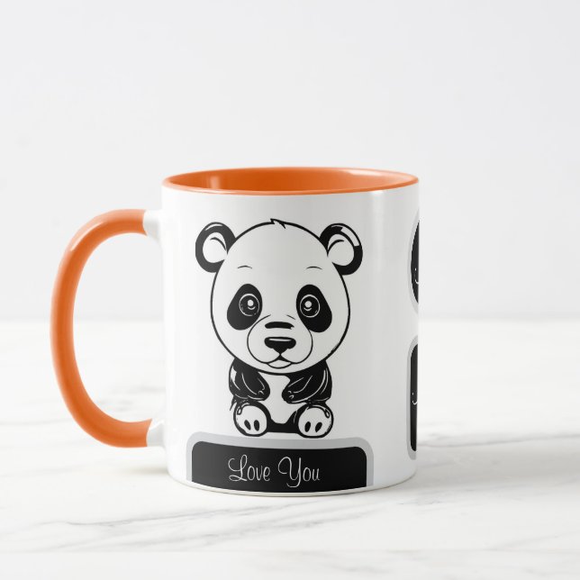 Monogram Cute Kawaii Panda Bear Personlig Kärlek Mugg (Vänster)