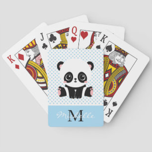Monogram Cute Panda Bear Personlig Polka Dot Casinokort
