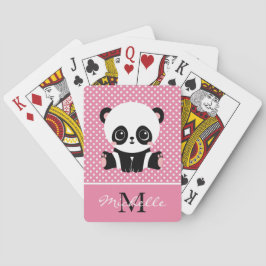 Monogram Cute Panda Bear Personlig Polka Dot Casinokort