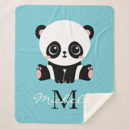 Monogram Cute Panda Personlig Bubble Gum Blue
