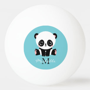 Monogram Cute Panda Personlig Bubble Gum Blue Pingisboll