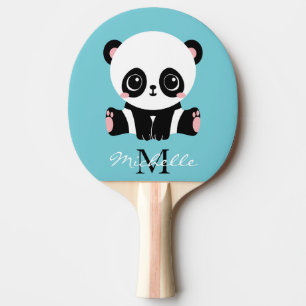 Monogram Cute Panda Personlig Bubble Gum Blue Pingisracket