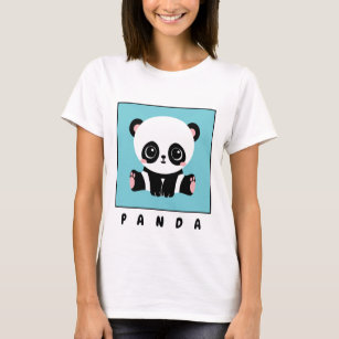 Monogram Cute Panda Personlig Bubble Gum Blue T Shirt