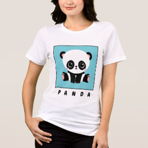 Monogram Cute Panda Personlig Bubble Gum Blue T Shirt