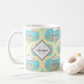 Monogram Cute Pastel Kawaii Garden Retro Ogee Kaffemugg