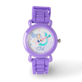 Monogram Cute Pastel Periwinkle Sjöjungfru Princes Armbandsur