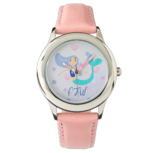 Monogram Cute Pastel Periwinkle Sjöjungfru Princes Armbandsur
