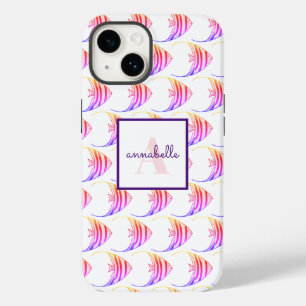 Monogram Cute Rosa Fish Mönster