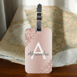 Monogram Cute rosa ros Guld Brushed Metall Bagagebricka<br><div class="desc">Ro Guld -  Rosa Brushed Metall Foil and Gnistra Glitter Monogram Namn och Initial Luggage Tag för Möhippa,  Bröllop Honeymoon eller Bachelorette Party. Den här väskan är märkre för Back to school,  Arbete eller Resning.</div>