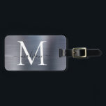 Monogram Cute silver Grått Brushed Metall Bagagebricka<br><div class="desc">Märkrn Luxury Silver Grått Brushed Metall Script Monogram Cute Bag</div>