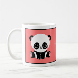 Monogram Cute Sitta Panda Personlig Salmon Kaffemugg
