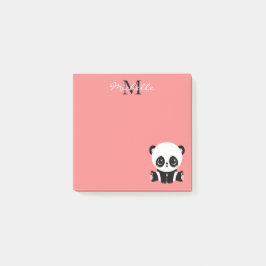 Monogram Cute Sitta Panda Personlig Salmon Post-it Block