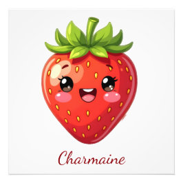 Monogram cute strawberry kawaii fototryck