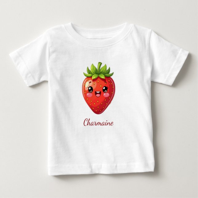Monogram cute strawberry kawaii t shirt (Framsida)
