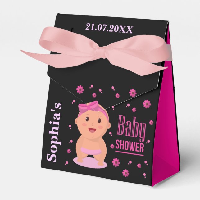 Monogram cute Stripe Baby Shower Presentaskar (Framsidan Sidan)