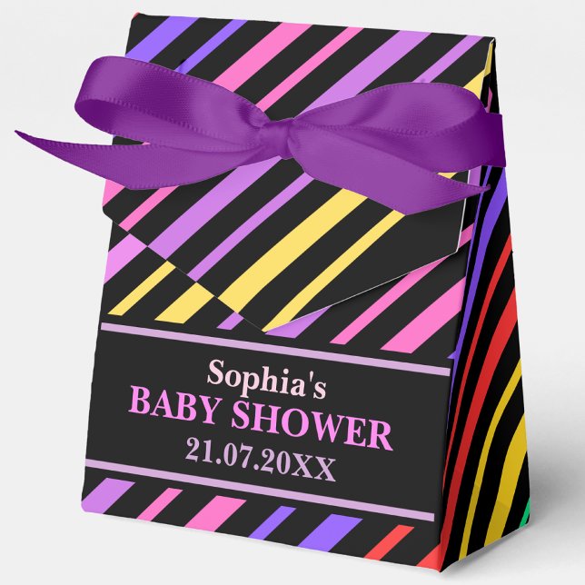 Monogram cute Stripe Baby Shower Presentaskar (Skapare uppladdad)