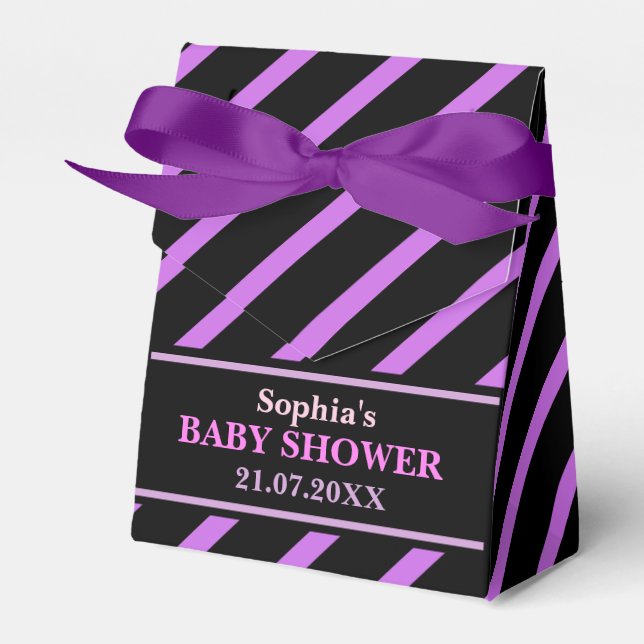 Monogram cute Stripe Baby Shower Presentaskar (Framsidan Sidan)