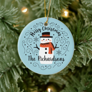 Monogram Cute Trendig jul Snögubbe Julgransprydnad Keramik