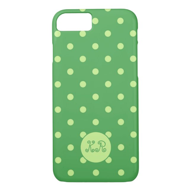 Monogram Cute & Trendig Sea Grönt & Lime Polka dot Case-Mate iPhone Skal (Baksida)