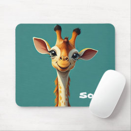 Monogram Cute underbar giraff för hennes blå Musmatta