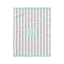 Monogram cyan Grått & White Stripe Blanket Blanket