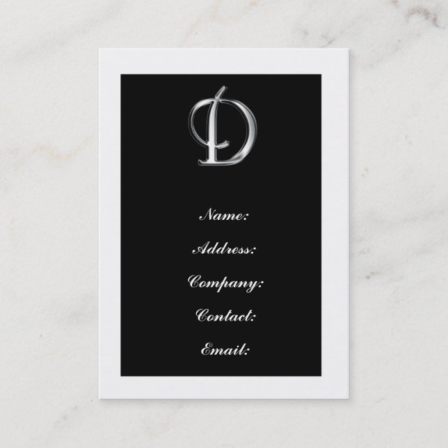 Monogram D-affärskort Visitkort (Framsida)