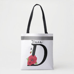 Monogram D, brev D, blommor, monogram, monogram Tygkasse
